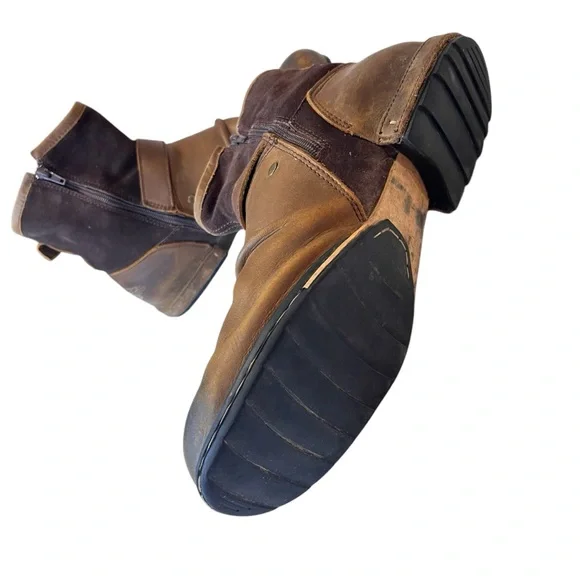 OTTO ZONE Cowboy/Motorcycle Boots, Brown Leather, Side Zippers, Buckles, Sz 11.5 - Picture 9 of 11